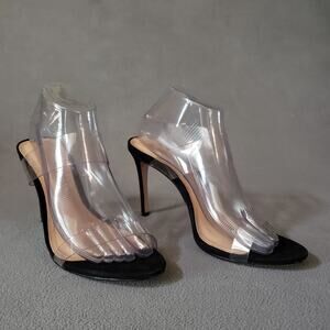 Schutz Ariella Heels in Black & Transparente Size‎ 10 SCHU-WZ386 Vynil